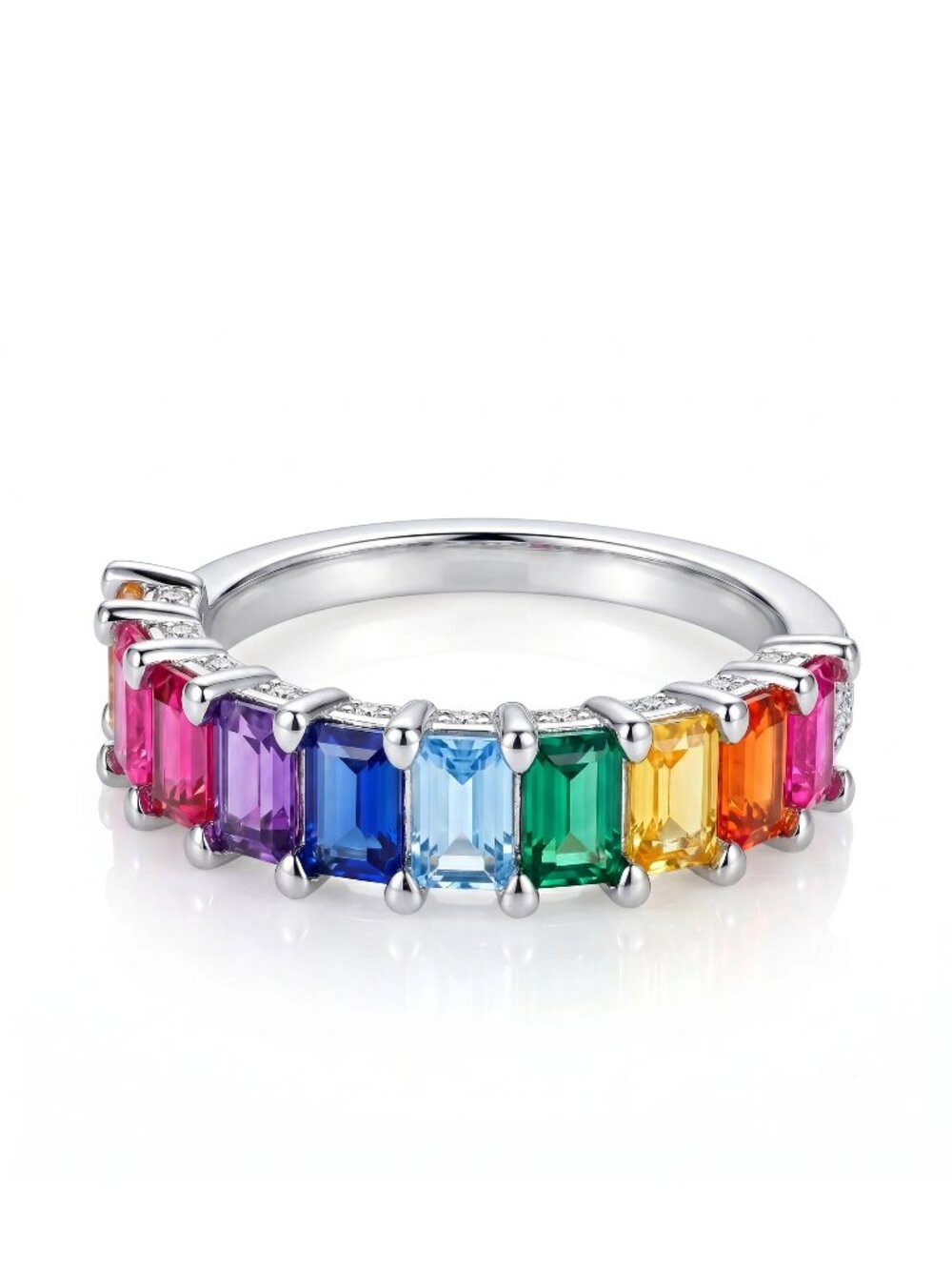 Rainbow Multicolor Heart Ring, Charmed Aroma Pride Month Jewlery Stackable Ring